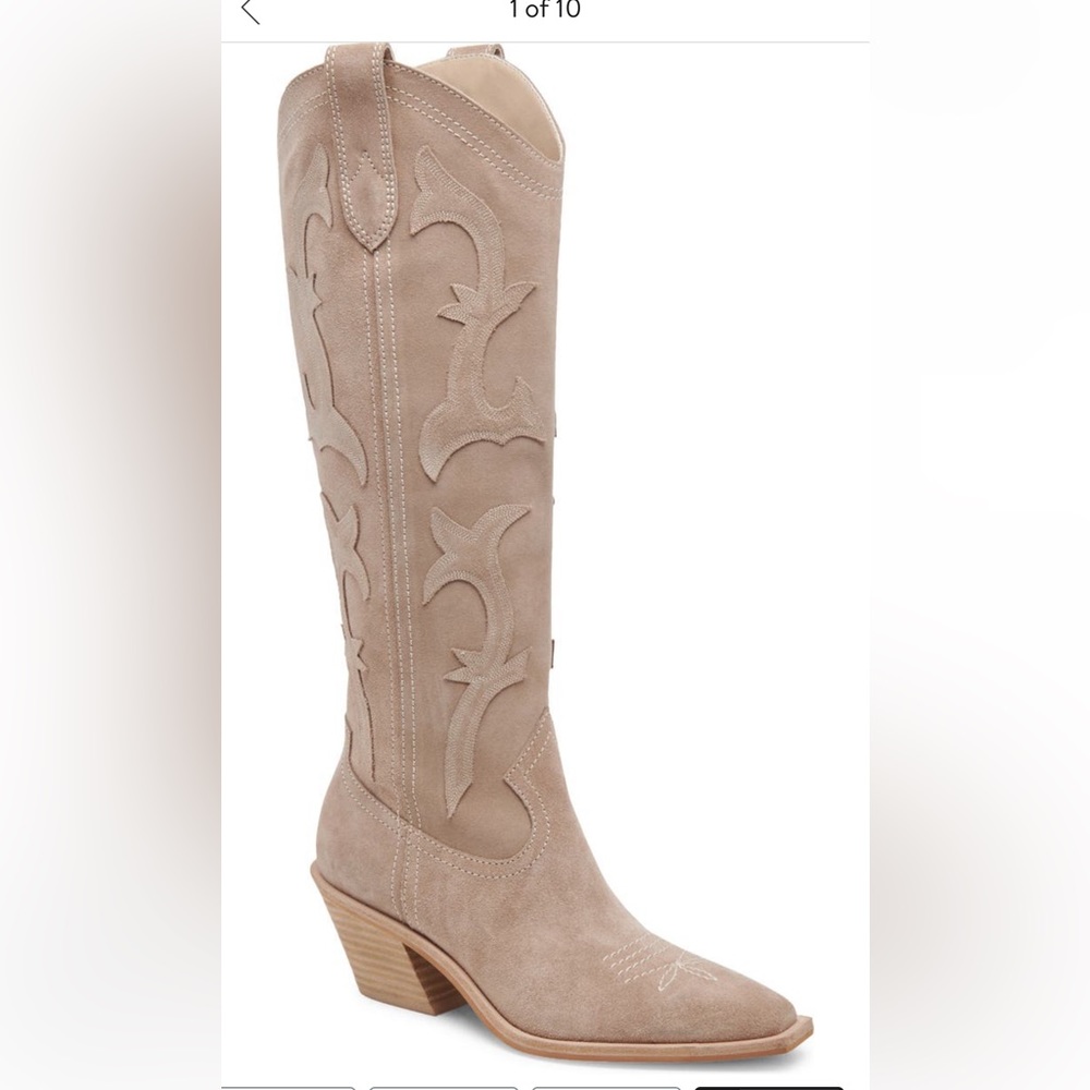 Dolce Vita Samare Western Boot in Taupe Suede